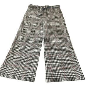 New York & Co Pants Women's Size 14 Black Houndstooth Plaid Wide Leg Spandex